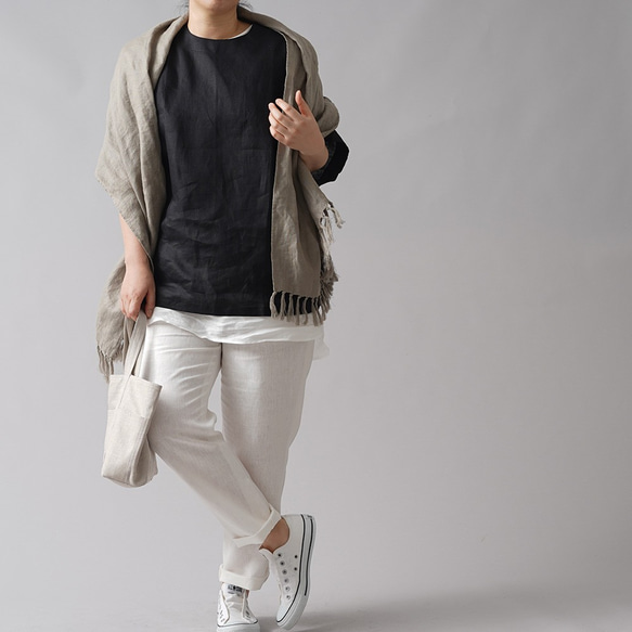 【wafu】改良版！男女兼用 リネンパンツ イージーパンツ ウエストゴム ポケットあり/ホワイト b001f-wht2 8枚目の画像