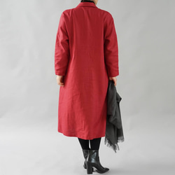 [Wafu]中厚亞麻連衣裙Dolman袖開領襯衫/寶石紅a064e-rre2 第2張的照片