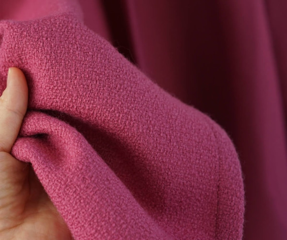 【Wafu】羊毛100％Haori禮帽開衫Dolman袖披肩領/巴黎粉紅色B 14  -  28 第5張的照片