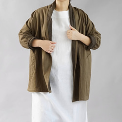 【5着限定価格】ショールカラー カーディガン  二重織 cotton100%/アドーブブラウン b14-31 1枚目の画像