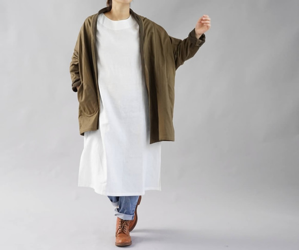 【5着限定価格】ショールカラー カーディガン  二重織 cotton100%/アドーブブラウン b14-31 4枚目の画像