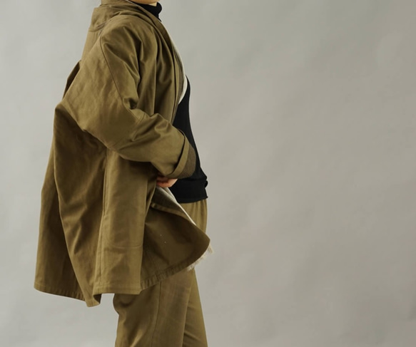 【5着限定価格】ショールカラー カーディガン  二重織 cotton100%/アドーブブラウン b14-31 7枚目の画像