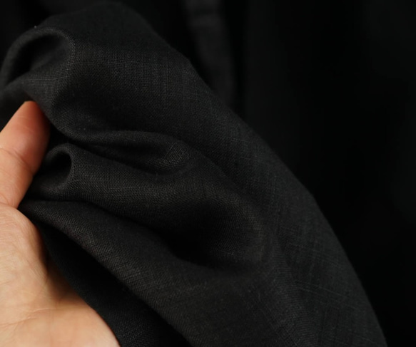 [Wafu] 中厚亞麻大衣長袍長款男女通用防紫外線/黑色 h009a-bck2 第5張的照片