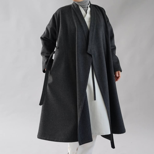 wafu】ウール100% ローブ コート 羽織 ドルマンスリーブ ガウン