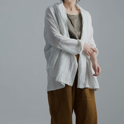 【wafu】Linen Cardigan　トッパーカーディガン ハンドワッシャー /ホワイト h014a-wht2 2枚目の画像