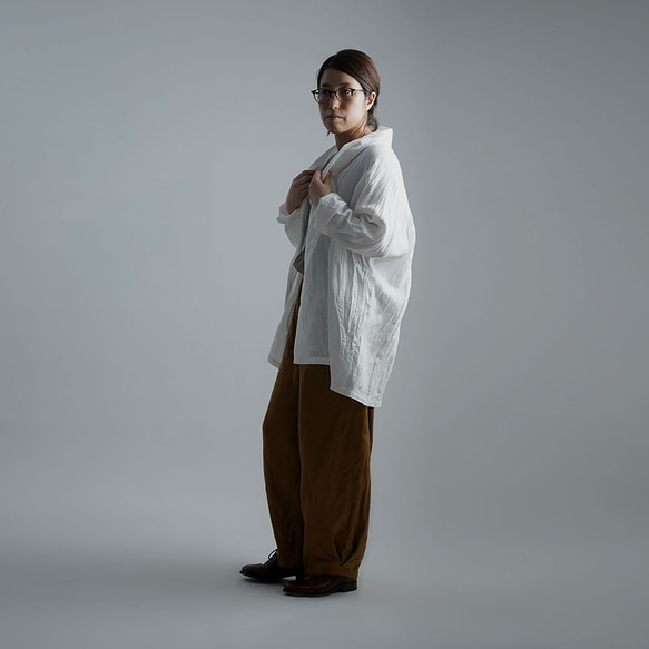 【wafu】Linen Cardigan　トッパーカーディガン ハンドワッシャー /ホワイト h014a-wht2 3枚目の画像