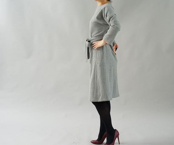 【Wafu】Tama Rosa羊毛100％連衣裙內襯吊帶肩帶Feltner /灰色a41-47 第2張的照片