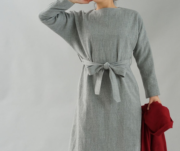 【Wafu】Tama Rosa羊毛100％連衣裙內襯吊帶肩帶Feltner /灰色a41-47 第8張的照片