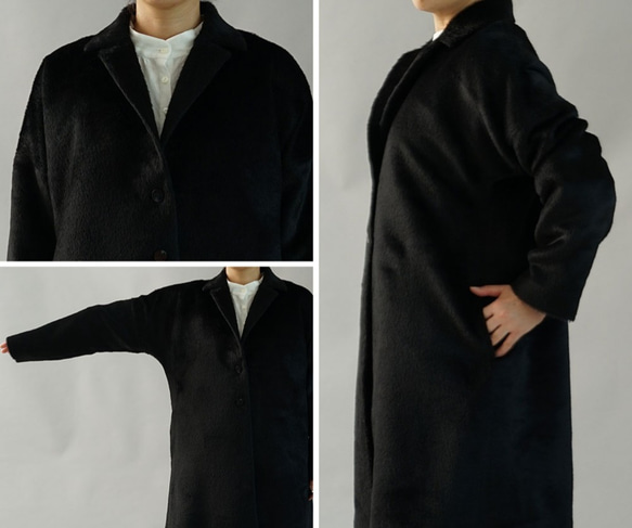 [Wafu]羊毛大衣100％Chester大衣總襯裡規格大衣定制/黑色b22  -  62 第10張的照片