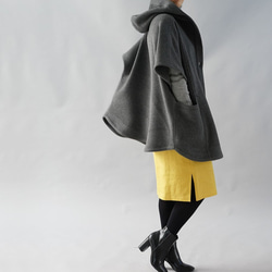 【Wafu】最後一個穿羊毛100％美食宮廷雨披大衣外套口袋/灰色b15-4-1 第3張的照片