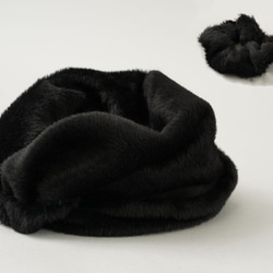 【wafu】2点セット wool100% スヌード と シュシュ フォーマル ネックウォーマー/黒 z006a-bck3 4枚目の画像