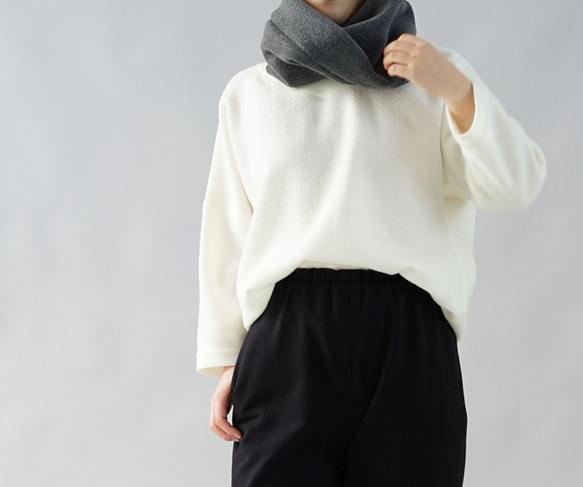 【Wafu】Atsushi Melton Wool 100％Snood Neck保暖圍巾/炭灰色k01-07 第1張的照片