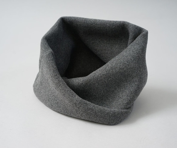 【Wafu】Atsushi Melton Wool 100％Snood Neck保暖圍巾/炭灰色k01-07 第4張的照片