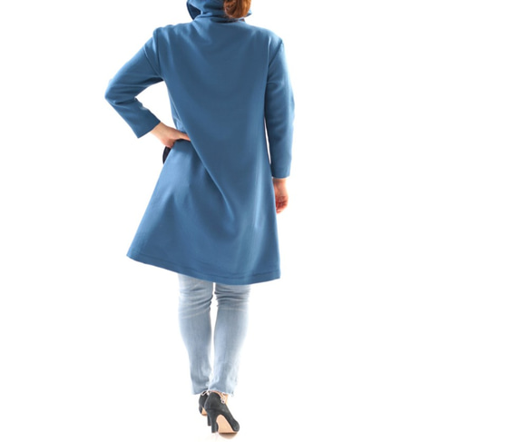 【Wafu】&lt;1限量售罄&gt;全襯裡羊毛連衣裙高領長袖緊固件/藍色a43-26 第4張的照片