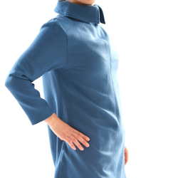 【Wafu】&lt;1限量售罄&gt;全襯裡羊毛連衣裙高領長袖緊固件/藍色a43-26 第7張的照片