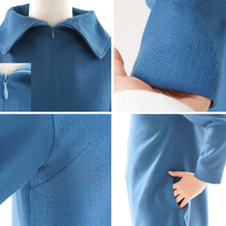 【Wafu】&lt;1限量售罄&gt;全襯裡羊毛連衣裙高領長袖緊固件/藍色a43-26 第10張的照片