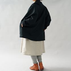 【Wafu】Atsushi羊毛Haori禮帽開衫Dolman袖披肩領/深綠色b14-34 第3張的照片