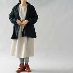 【Wafu】Atsushi羊毛Haori禮帽開衫Dolman袖披肩領/深綠色b14-34 第8張的照片