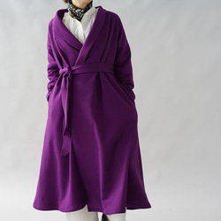【3 LIMITED試用版】厚棉披肩愛心外套長款披肩領外/紫色b43-2 第3張的照片