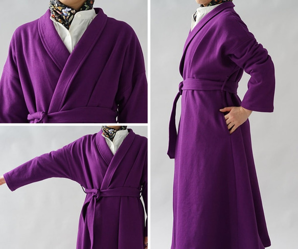 【3 LIMITED試用版】厚棉披肩愛心外套長款披肩領外/紫色b43-2 第10張的照片