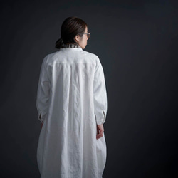 【リネンワンピース】コクーンドレス スターチド・ブザム  / ホワイト a081k-wht2 4枚目の画像