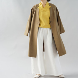 [Wafu]中厚亞麻上衣Zen和服領Dolman袖上衣/鉻黃色t010b-cye2 第4張的照片