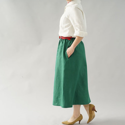 [Wafu]中厚亞麻裙前褶雙橡膠長/帝國綠色s018a-egn2 第2張的照片