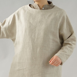 [Wafu] 薄蓬鬆亞麻亞麻連衣裙襯裙也是細褶友好內/淡褐色 p001a-hbm1 第6張的照片