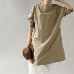 【Wafu】&lt;學徒作品&gt;純棉亞麻連身裙Dolman Sleeve / Dusty Olive a008a-dov3 第1張的照片