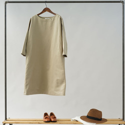 【Wafu】&lt;學徒作品&gt;純棉亞麻連身裙Dolman Sleeve / Dusty Olive a008a-dov3 第9張的照片