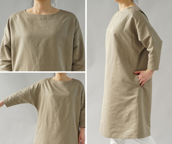 【Wafu】&lt;學徒作品&gt;純棉亞麻連身裙Dolman Sleeve / Dusty Olive a008a-dov3 第10張的照片