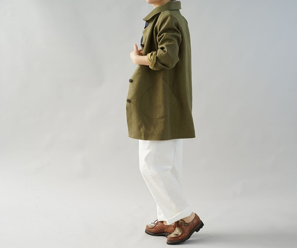 [Wafu]中厚亞麻大衣外套剋星棕色大衣/橄欖x黃色橡膠H011A-OLV2 第2張的照片