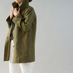 [Wafu]中厚亞麻大衣外套剋星棕色大衣/橄欖x黃色橡膠H011A-OLV2 第6張的照片