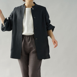 【wafu】中厚 リネンコート スタンドカラー ジャケット ふんわり袖/ ミッドナイトネイビー h035a-rbn2 1枚目の画像