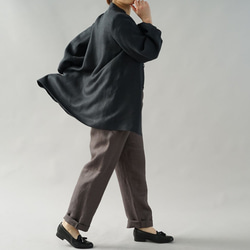 【wafu】中厚 リネンコート スタンドカラー ジャケット ふんわり袖/ ミッドナイトネイビー h035a-rbn2 3枚目の画像