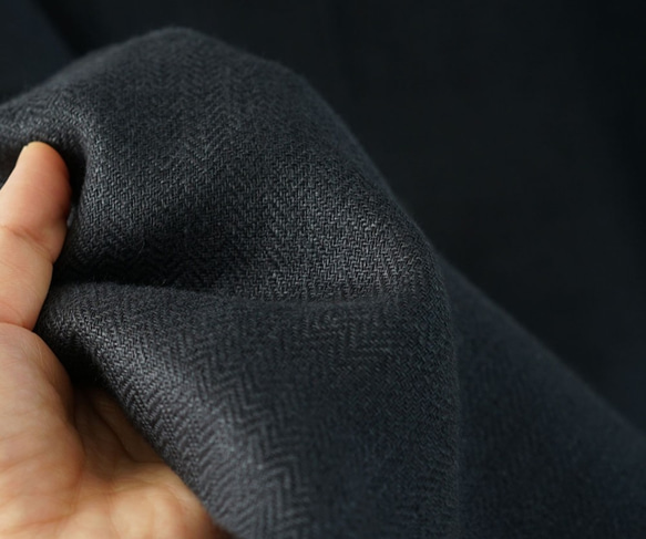 【wafu】中厚 リネンコート スタンドカラー ジャケット ふんわり袖/ ミッドナイトネイビー h035a-rbn2 5枚目の画像