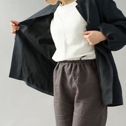 【wafu】中厚 リネンコート スタンドカラー ジャケット ふんわり袖/ ミッドナイトネイビー h035a-rbn2 8枚目の画像