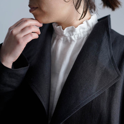 【wafu】Linen Jacket ウイングカラー コート 裏地アリ / ブラック h039f-bck3 5枚目の画像