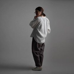 雅亜麻 linen shirt リネンシャツ リネンブラウス 60番手 ハンドワッシャー / 白色 t034a-wht1 6枚目の画像