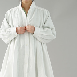 [wafu] 薄亞麻洋裝外罩大喇叭洋裝 2way 長袖 / 白 a080a-wt1 第7張的照片