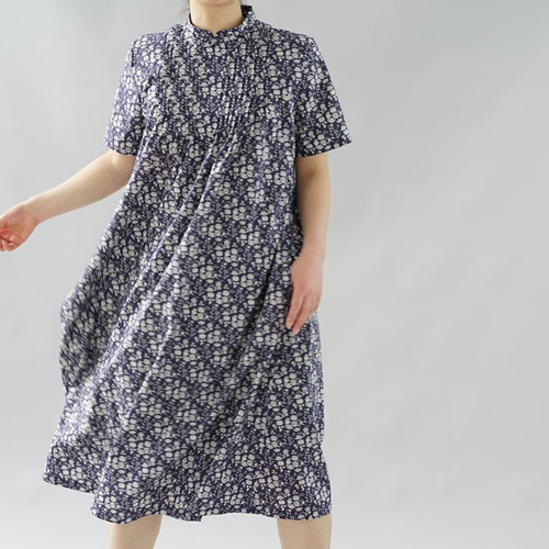 ハンドメイド リバティ タナローン ロデンウッド ワンピース ネイビー