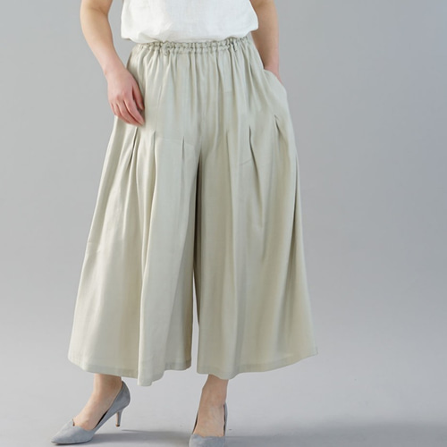 wafu リネン ロングパンツ ウエストゴム ベージュ リネンパンツ】動き