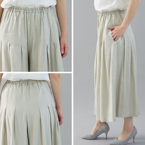 wafu リネン ロングパンツ ウエストゴム ベージュ