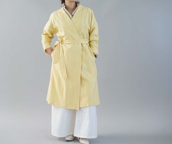 【和服】中厚亞麻外套 Haori 無色落肩禮服/Jeanne Paille h022a-jpy2 第4張的照片