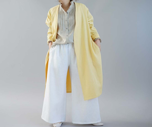 【和服】中厚亞麻外套 Haori 無色落肩禮服/Jeanne Paille h022a-jpy2 第6張的照片
