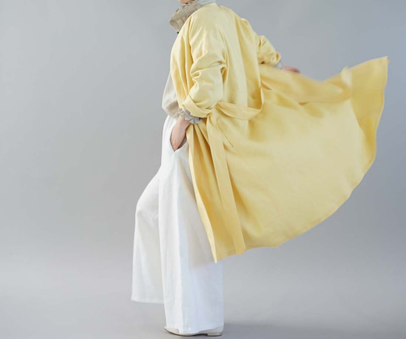 【和服】中厚亞麻外套 Haori 無色落肩禮服/Jeanne Paille h022a-jpy2 第8張的照片