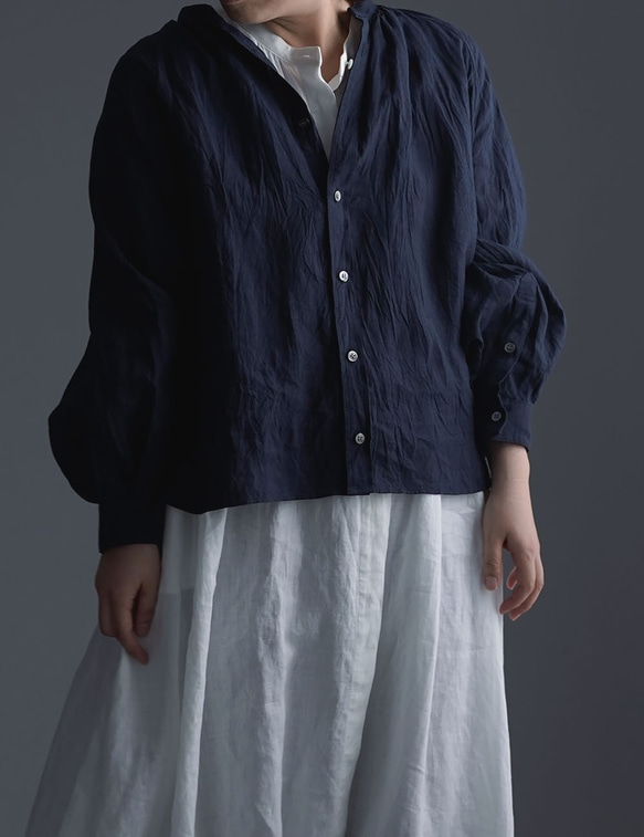 【Wafu】雅亞麻亞麻襯衫薄60號手洗器/Konjo t034a-kju1 第1張的照片