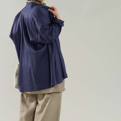 [wafu簡介]亞麻Haori開衫Dolman袖外套/藏青色h014a-nbn1 第4張的照片