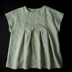 【wafu】雅亜麻 blouse 2重ヒダのリネンブラウス 薄地 / 萌黄(もえぎ) t039a-meg1 6枚目の画像