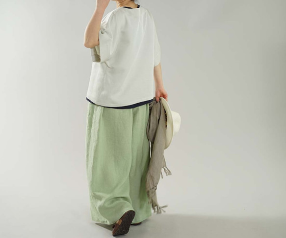 [wafu簡介]限量亞麻中型粘膠女襯衫/絲白t016b-swt2 第5張的照片